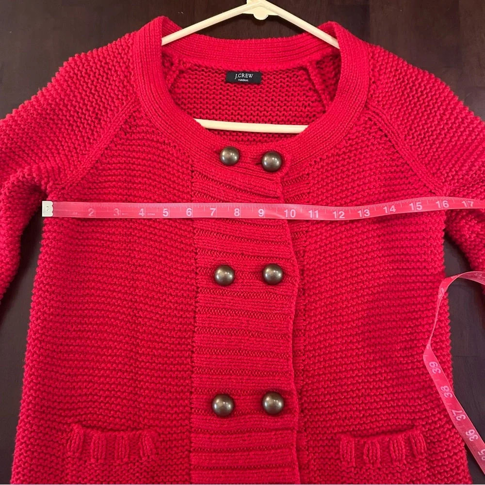 J. Crew Handknit Red Double Breasted Cardigan Chunky Sweater Women’s Size S